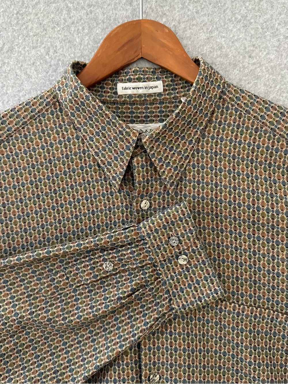 Jhane Barnes Mens Shirt XL Multicolor Geometric Abstract Japanese Fabric Date